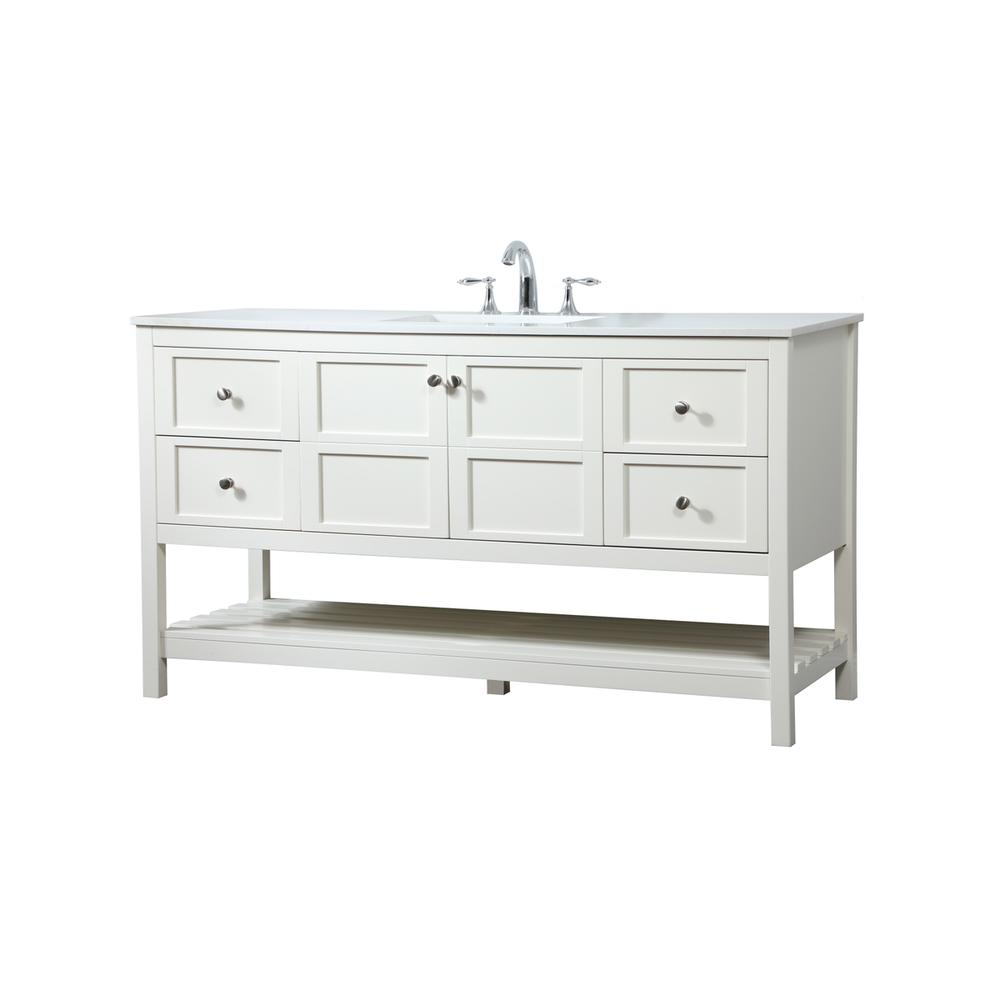 60 inch Single bathroom vanity in white. Picture 7