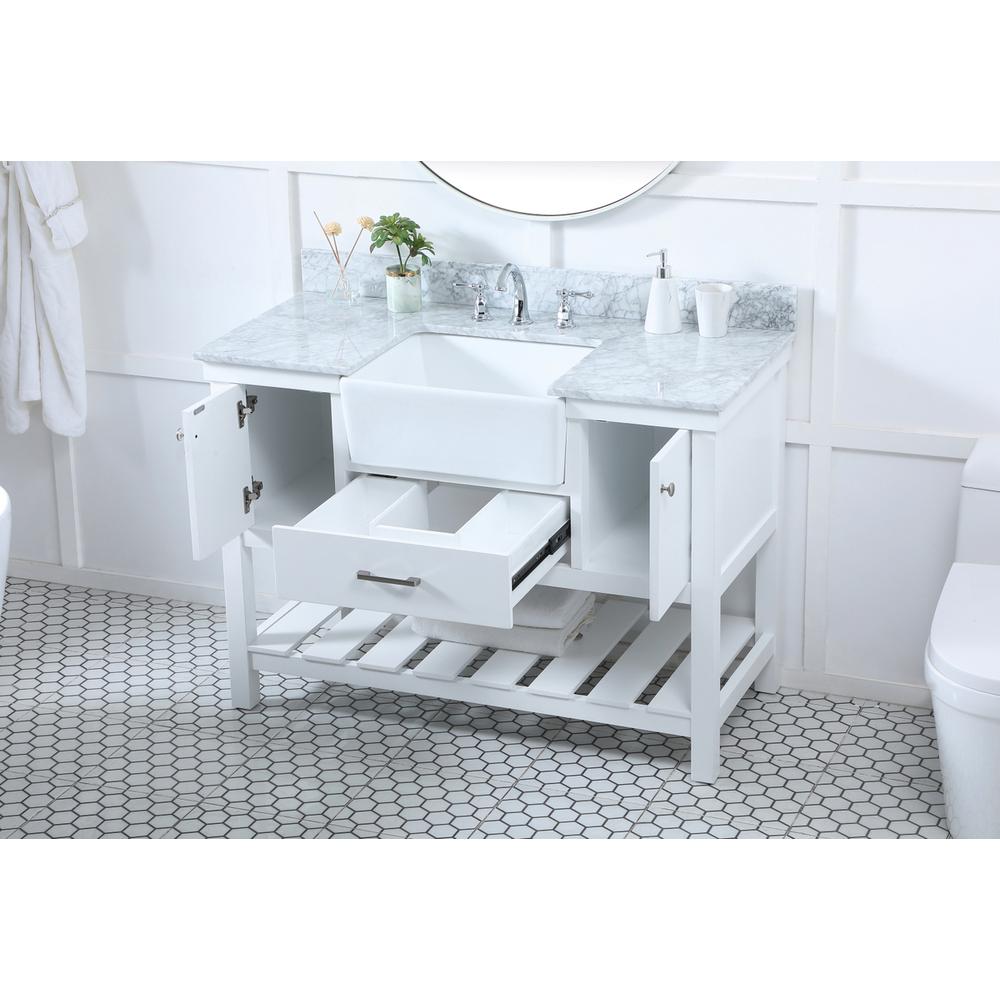 48 inch Single bathroom vanity in white with backsplash. Picture 3