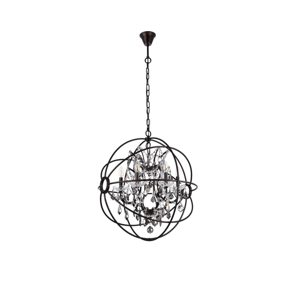 Geneva 6 light Dark Bronze Chandelier Silver Shade (Grey) Royal Cut crystal. Picture 5