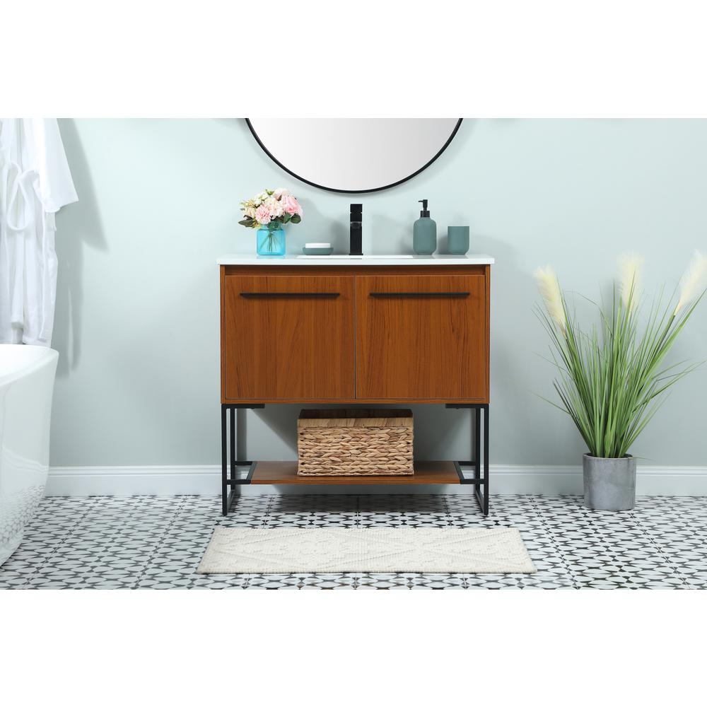 36 inch Single bathroom vanity in teak. Picture 14