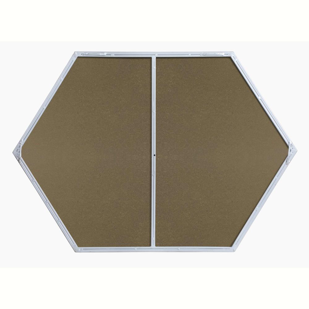 Metal frame hexagon mirror 24 inch in silver. Picture 11