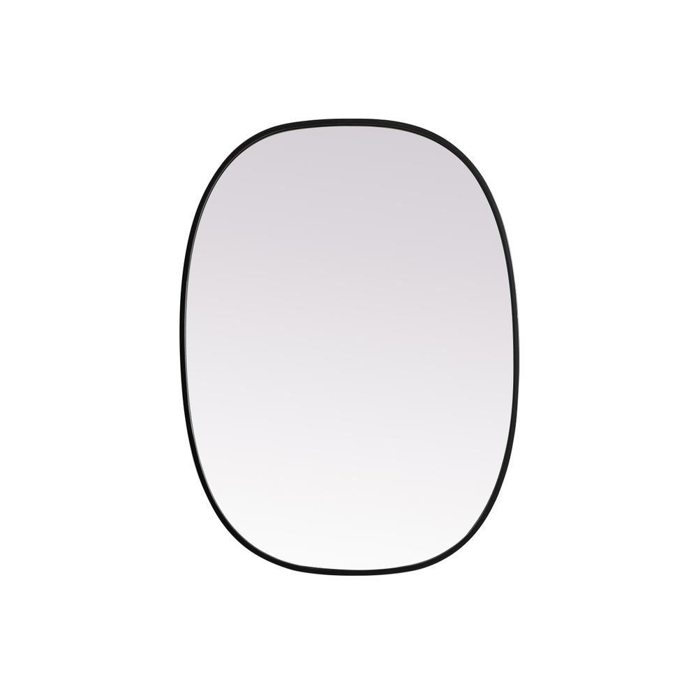 Metal Frame Oval Mirror 27x36 Inch in Black. Picture 1