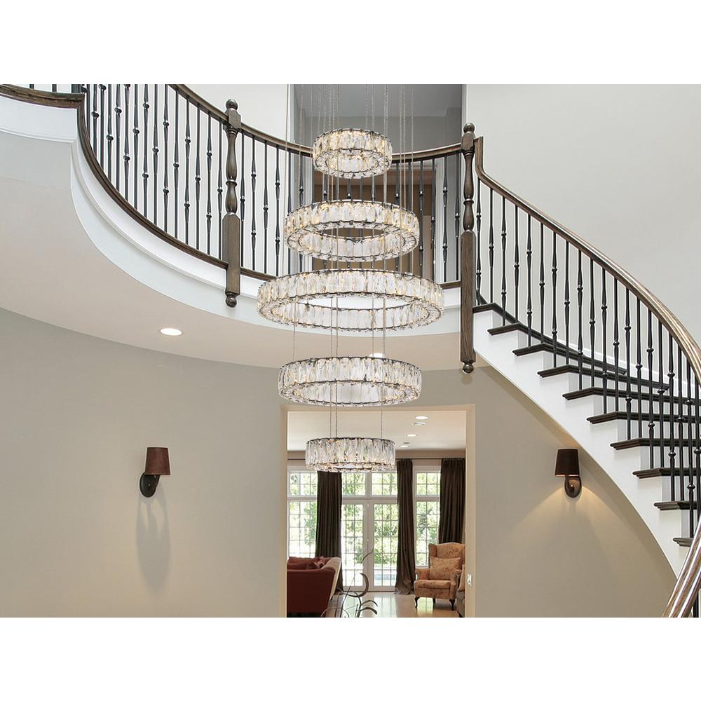 Monroe 25 inch LED five ring chandelier in black. Picture 8