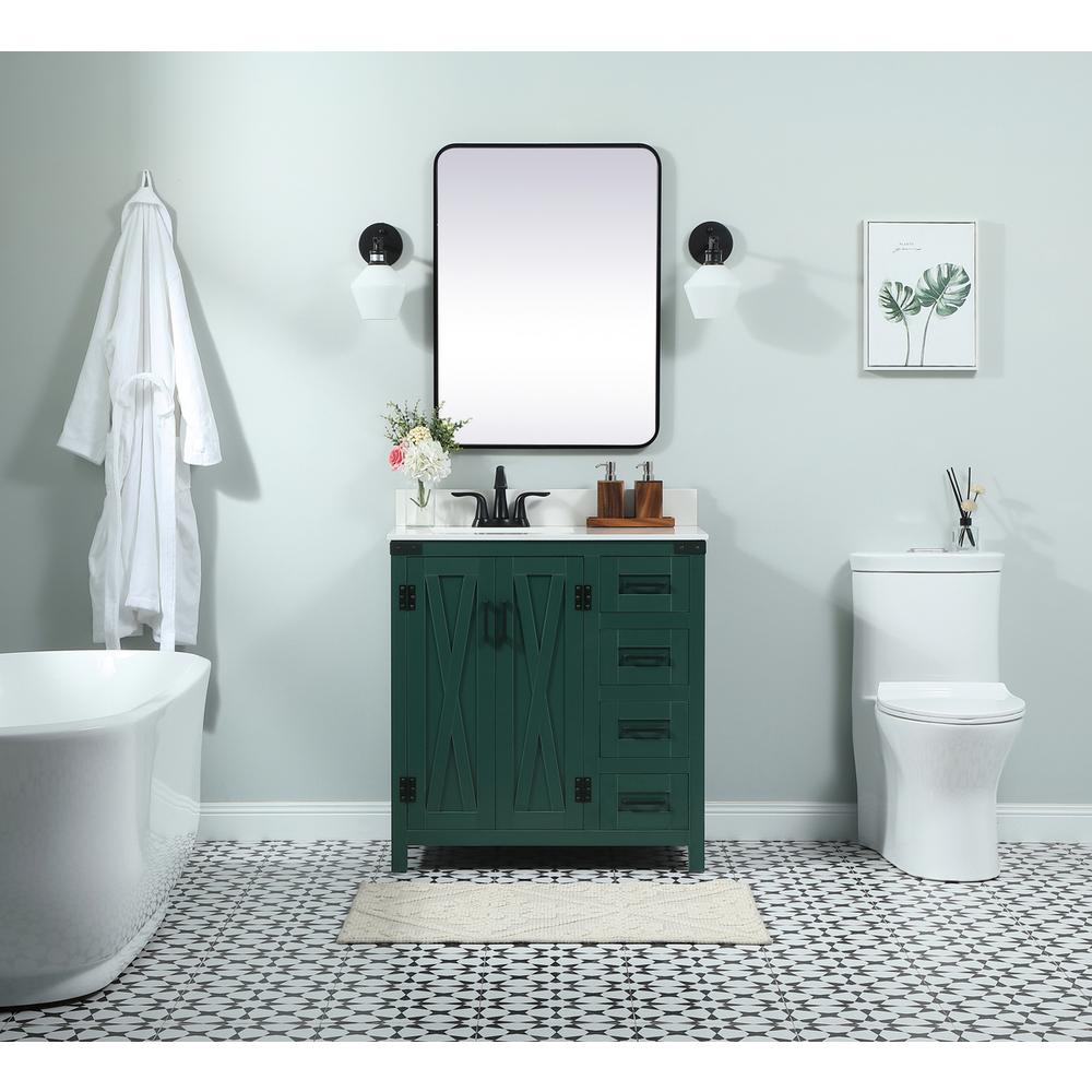 32 inch Single bathroom vanity in green with backsplash. Picture 4