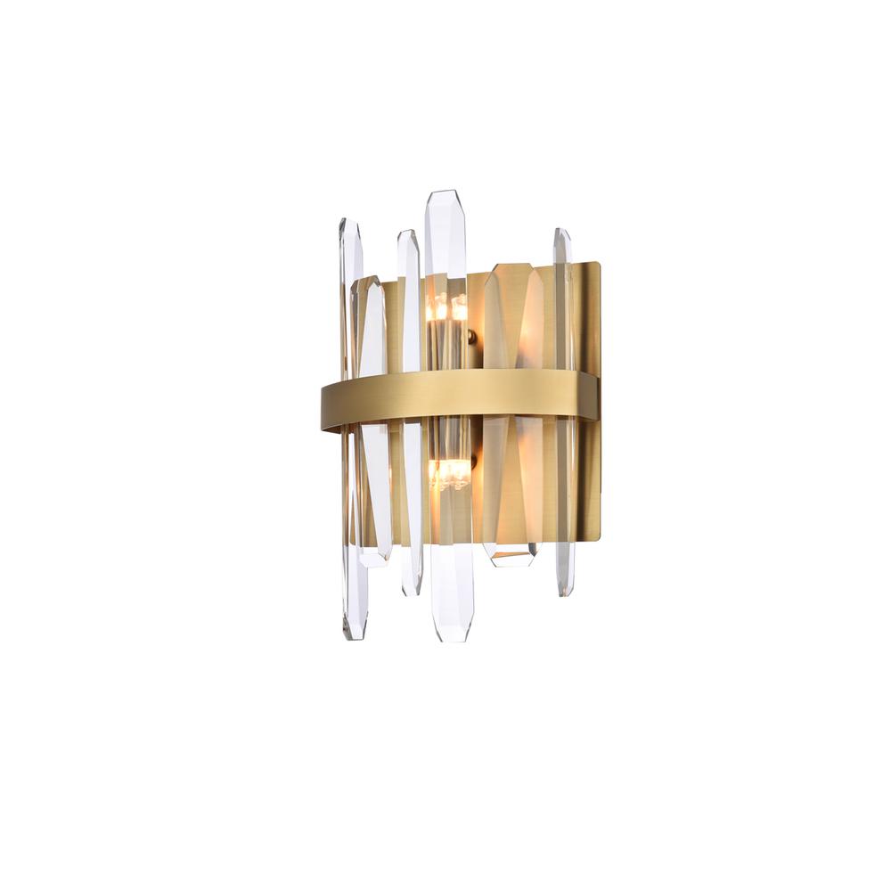 Serena 8 inch crystal bath sconce in satin gold. Picture 2