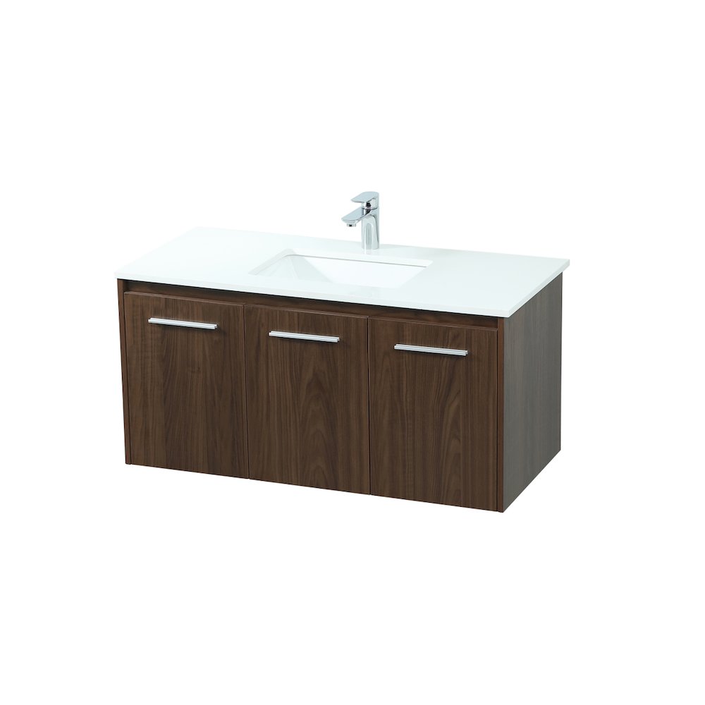 40 Inch Single Bathroom Vanity In Walnut. Picture 9