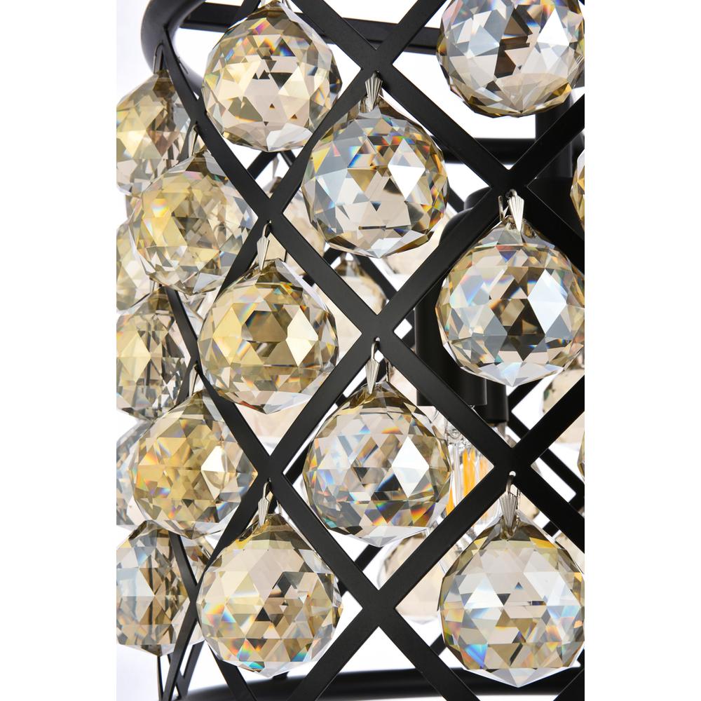 Madison 4 light Matte Black Pendant Golden Teak (Smoky) Royal Cut Crystal. Picture 3
