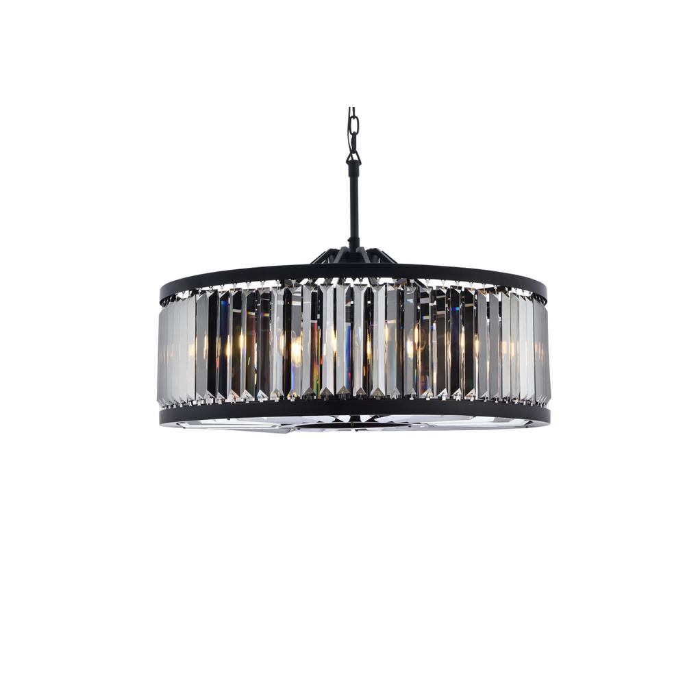 Chelsea 10 light Matte Black Chandelier Silver Shade (Grey) Royal Cut Crystal. Picture 2