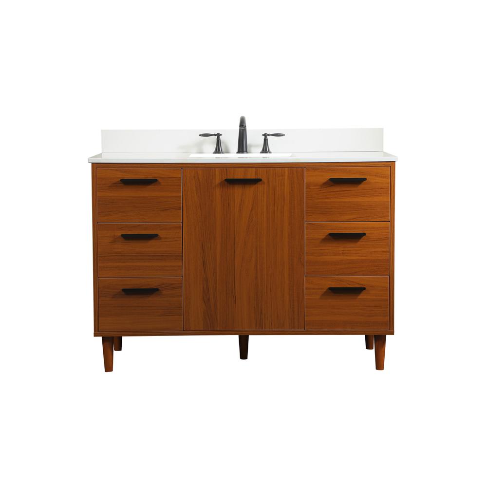 48 inch bathroom vanity in Teak with backsplash. Picture 1