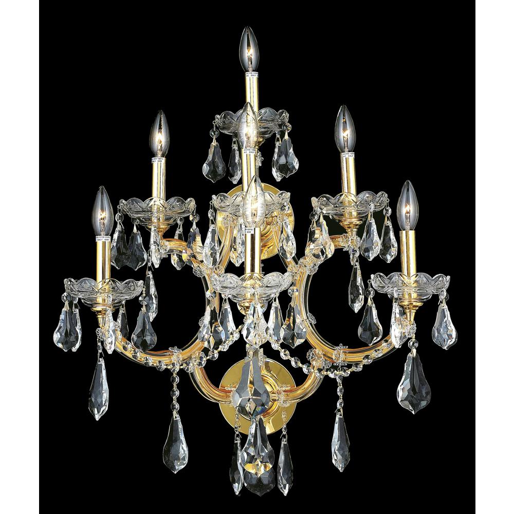 Maria Theresa 7 light Gold Wall Sconce Clear Royal Cut Crystal. Picture 1