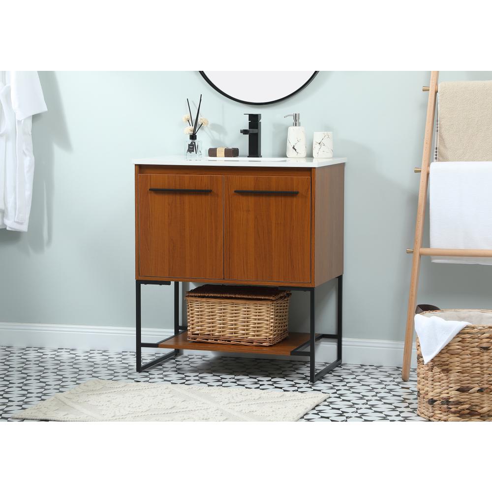30 inch Single bathroom vanity in teak. Picture 2