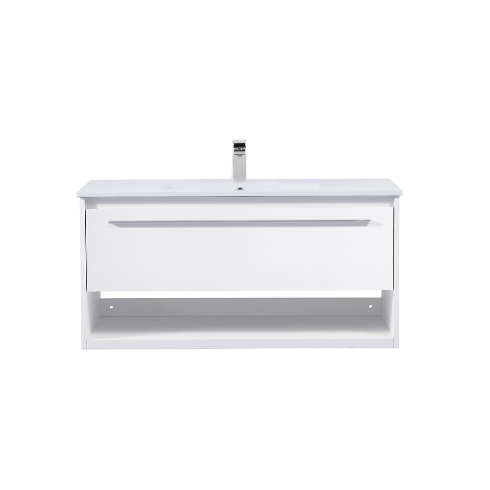 40 inch  Single Bathroom Floating Vanity in White. Picture 1