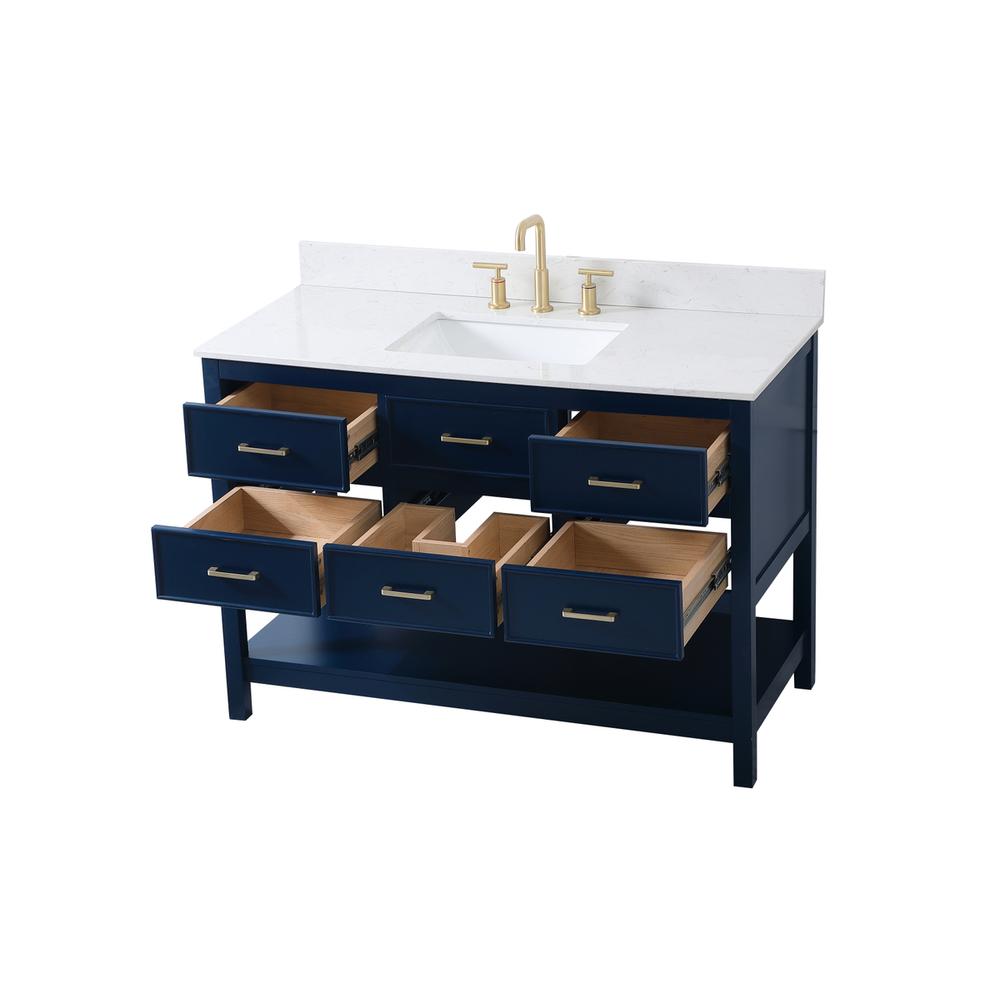 48 inch Single bathroom vanity in blue with backsplash. Picture 9