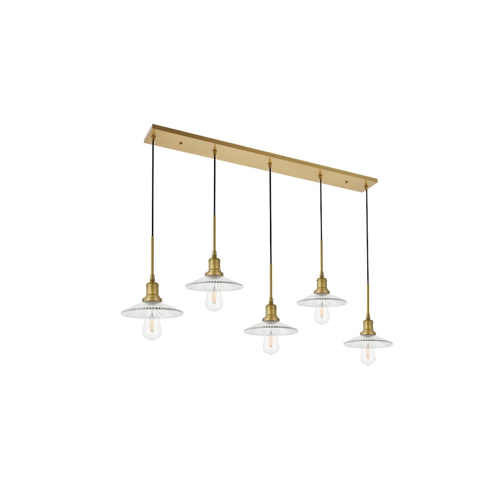Waltz 5 Light Brass Pendant. Picture 8