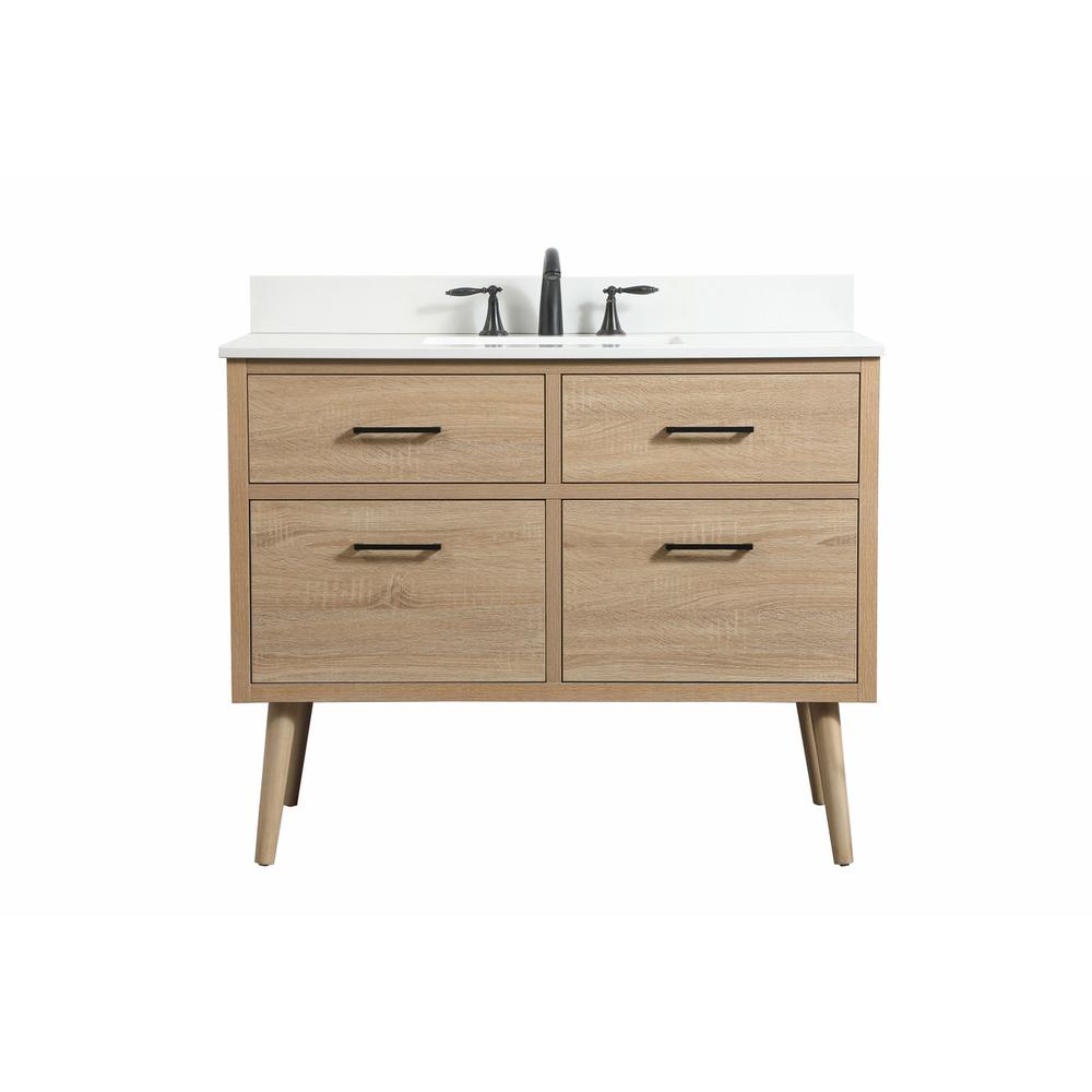 42 inch Single bathroom vanity in mango wood with backsplash. Picture 1
