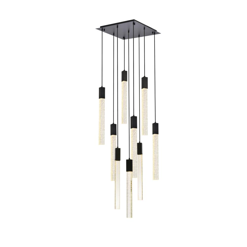 Weston 9 lights pendant in black. Picture 1