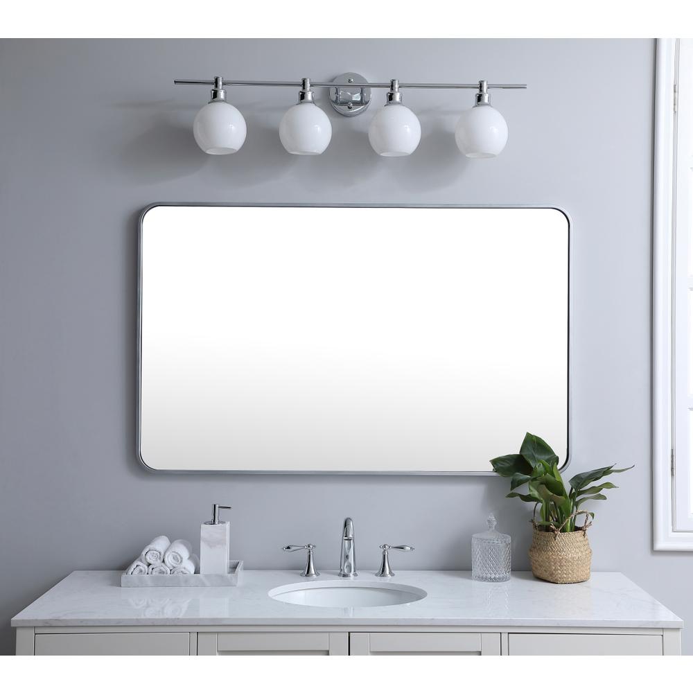 Soft corner metal rectangular mirror 30x48 inch in Silver. Picture 9