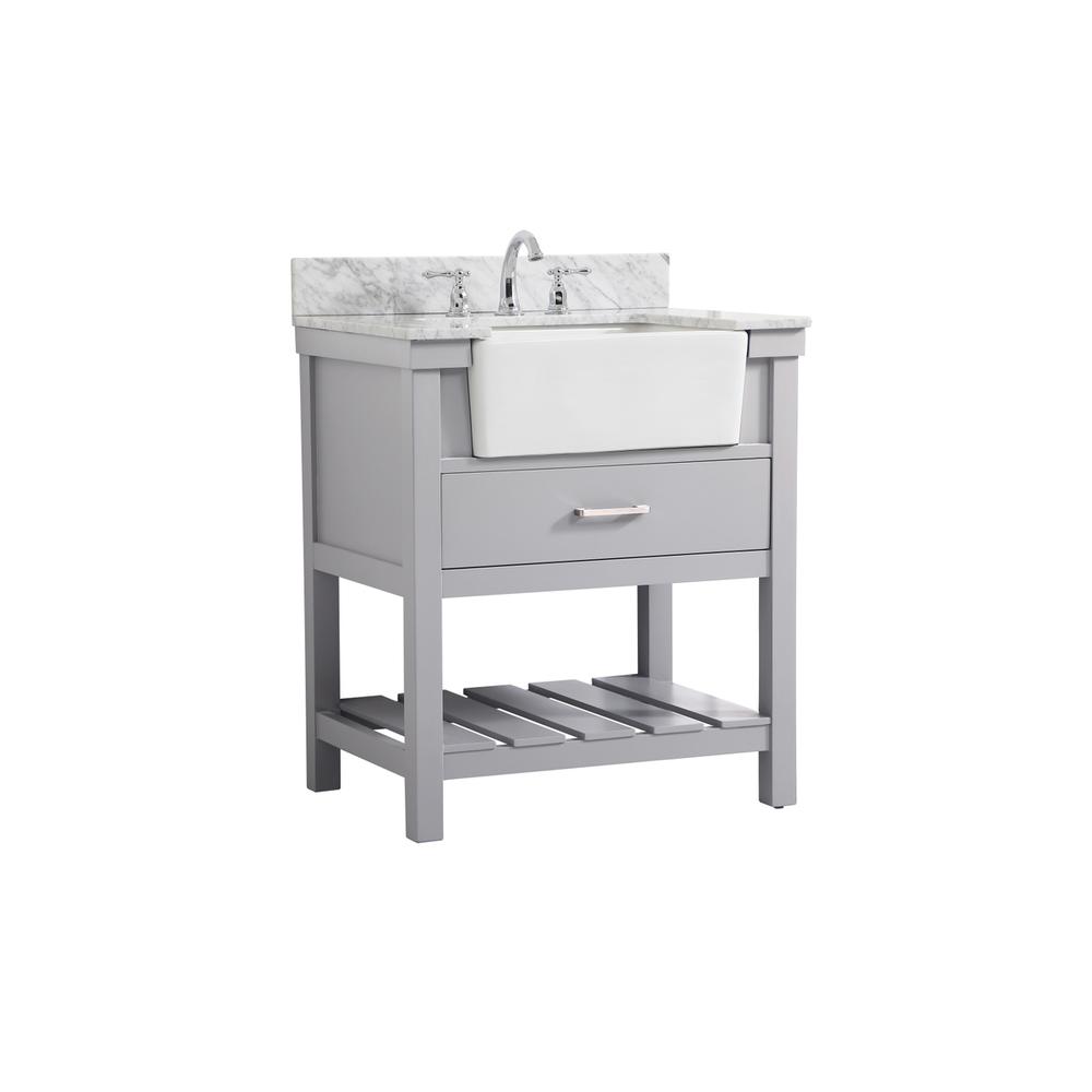 30 inch Single bathroom vanity in grey with backsplash. Picture 7