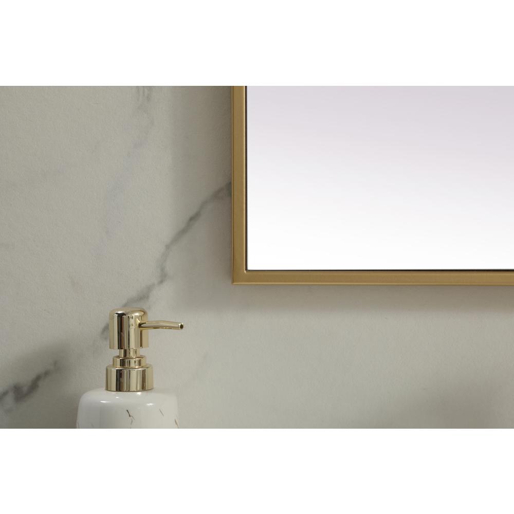 Metal Frame Rectangle Mirror 24x36 Inch in Brass. Picture 5