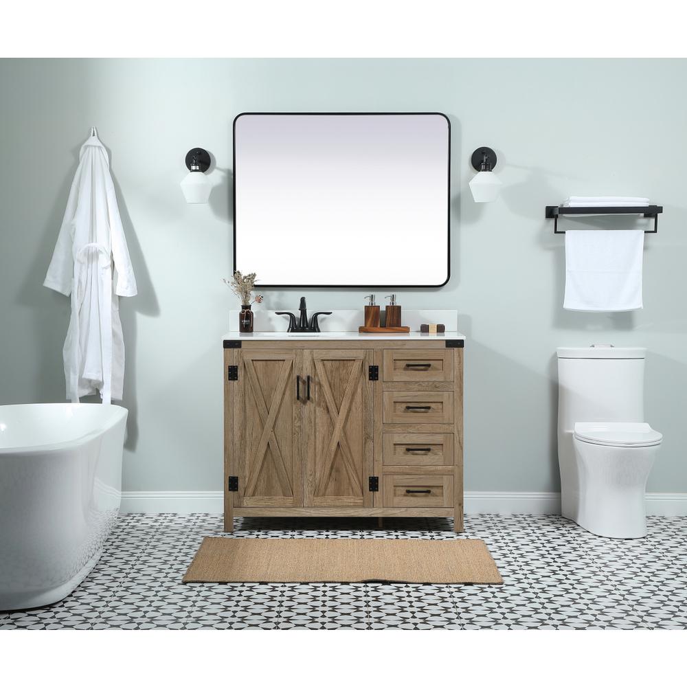42 inch Single bathroom vanity in natural oak with backsplash. Picture 4