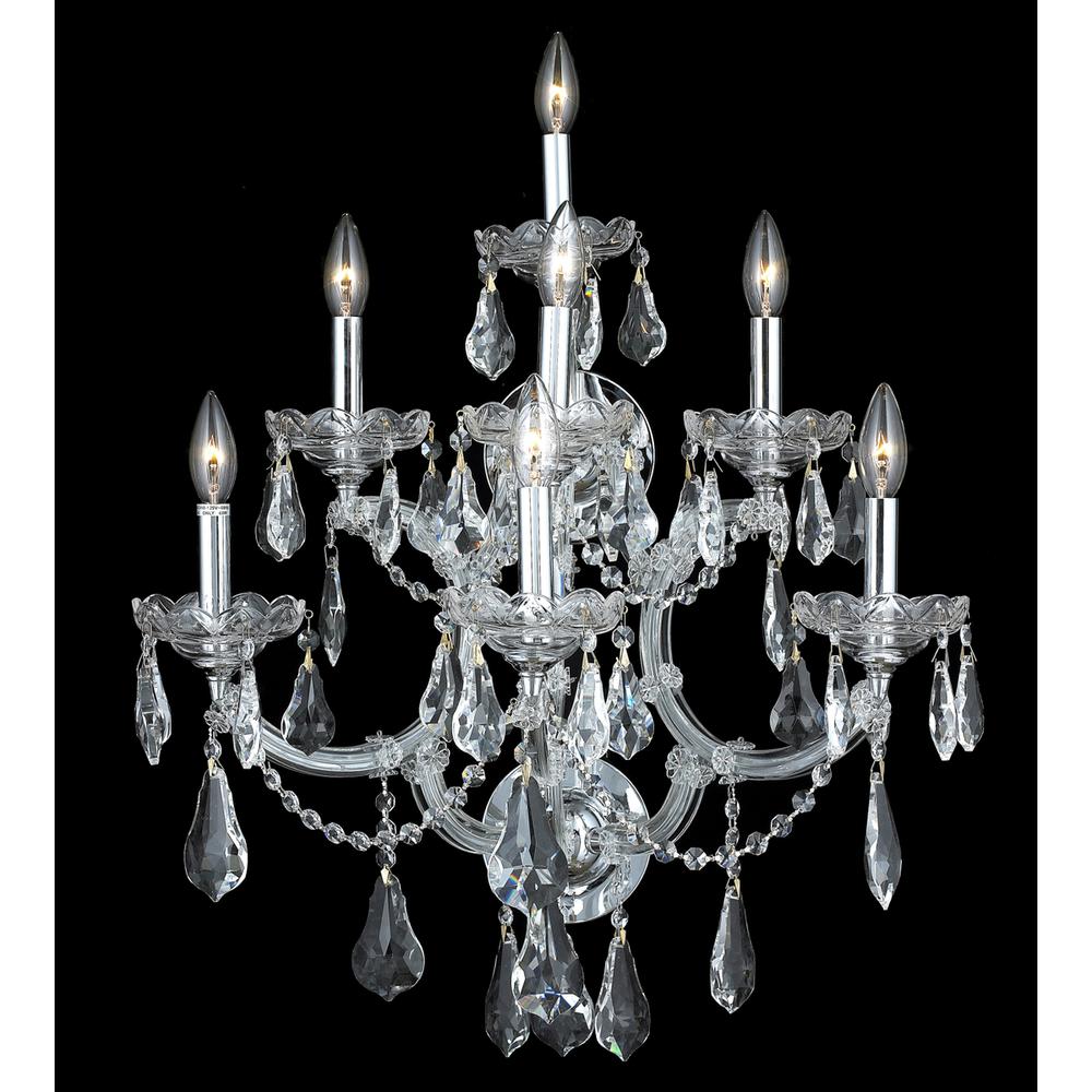 Maria Theresa 7 light Chrome Wall Sconce Clear Royal Cut Crystal. Picture 1