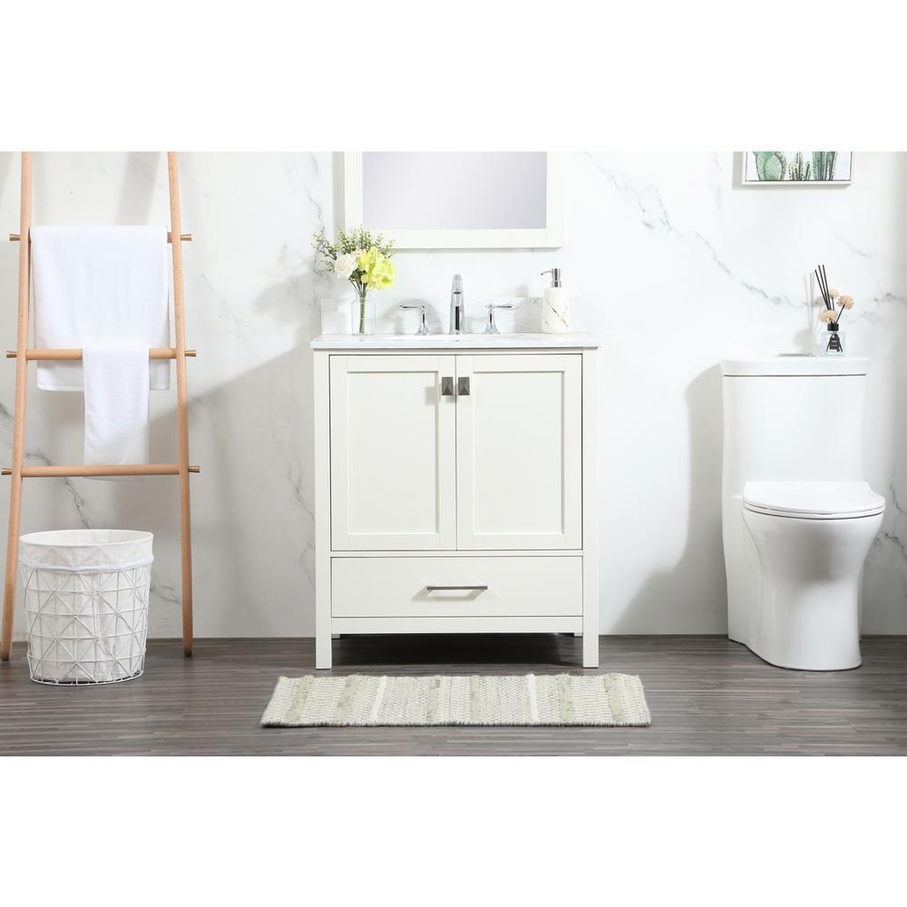 30 inch Single bathroom vanity in white with backsplash. Picture 14