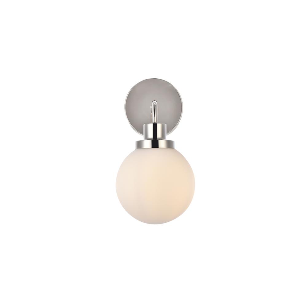 Hanson 1 light bath sconce in polished nickel with frosted shade. Picture 1