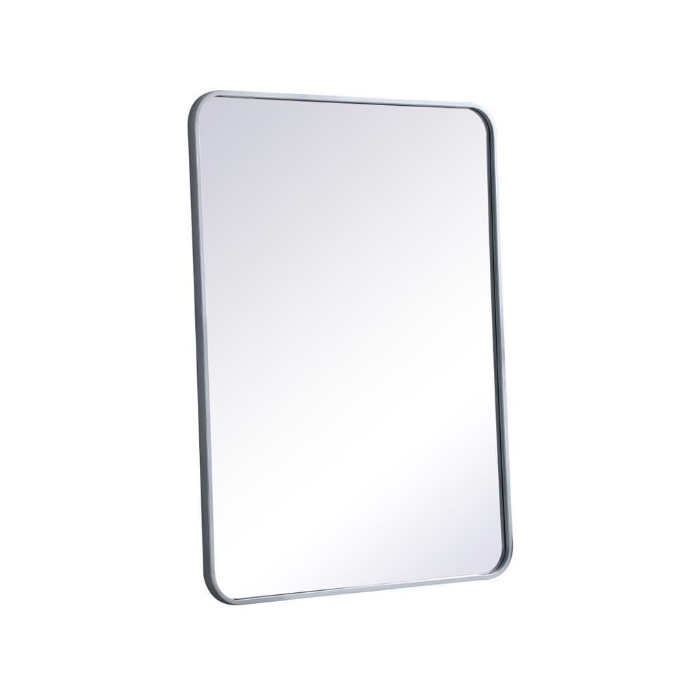 Soft corner metal rectangular mirror 27x36 inch in Silver. Picture 7