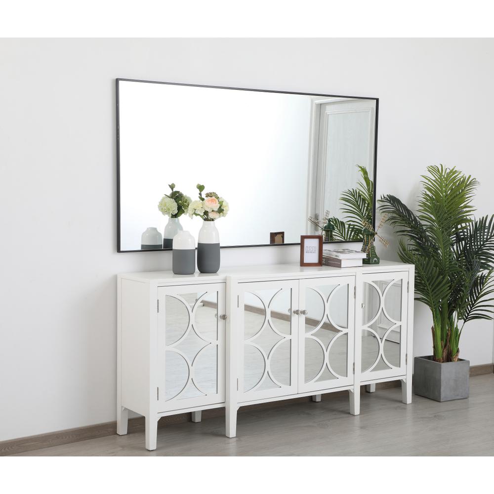 Metal frame rectangle mirror 36 inch in Black. Picture 8