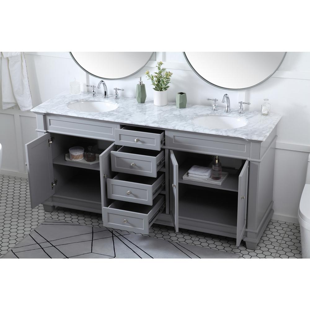 72 inch Double Bathroom Vanity set in Grey. Picture 3