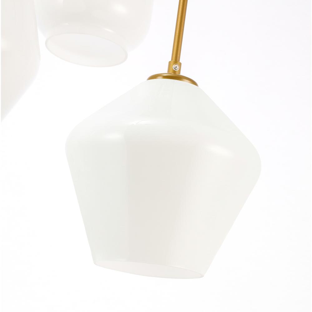 Gene 3 light Brass and Frosted white glass pendant. Picture 10