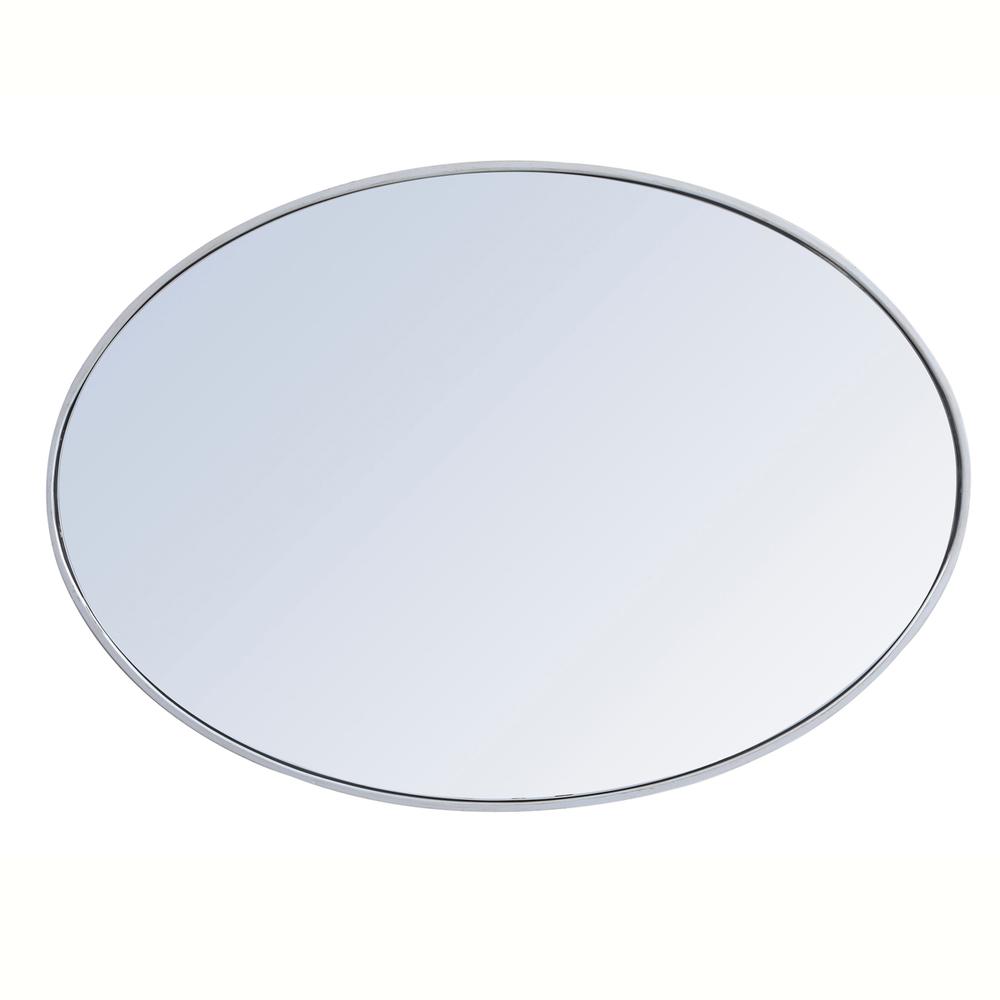 Metal frame oval mirror 34 inch in silver. Picture 5