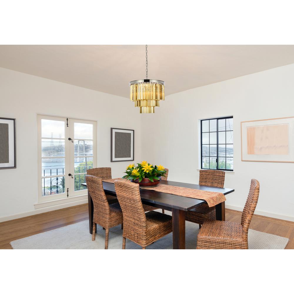 Sydney 9 light polished nickel Chandelier Golden Teak (Smoky) Royal Cut Crystal. Picture 7