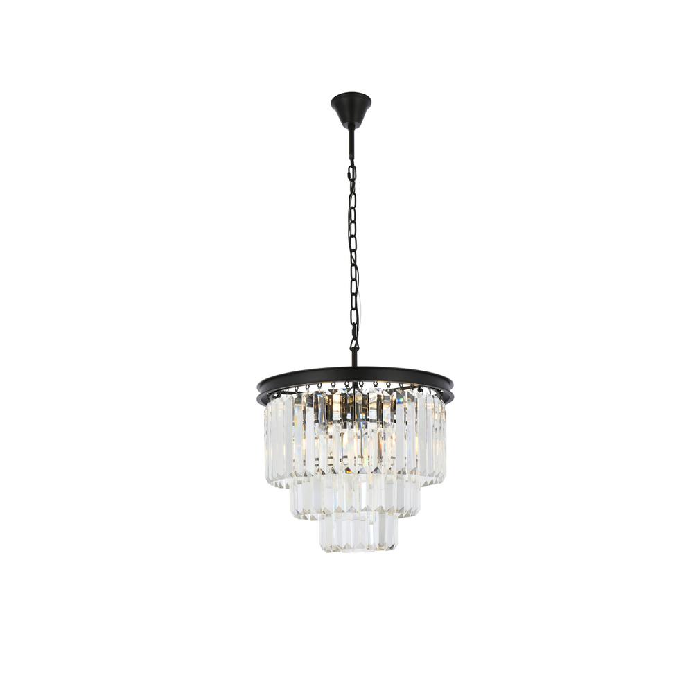 Sydney 9 light Matte Black Chandelier Clear Royal Cut Crystal. Picture 1