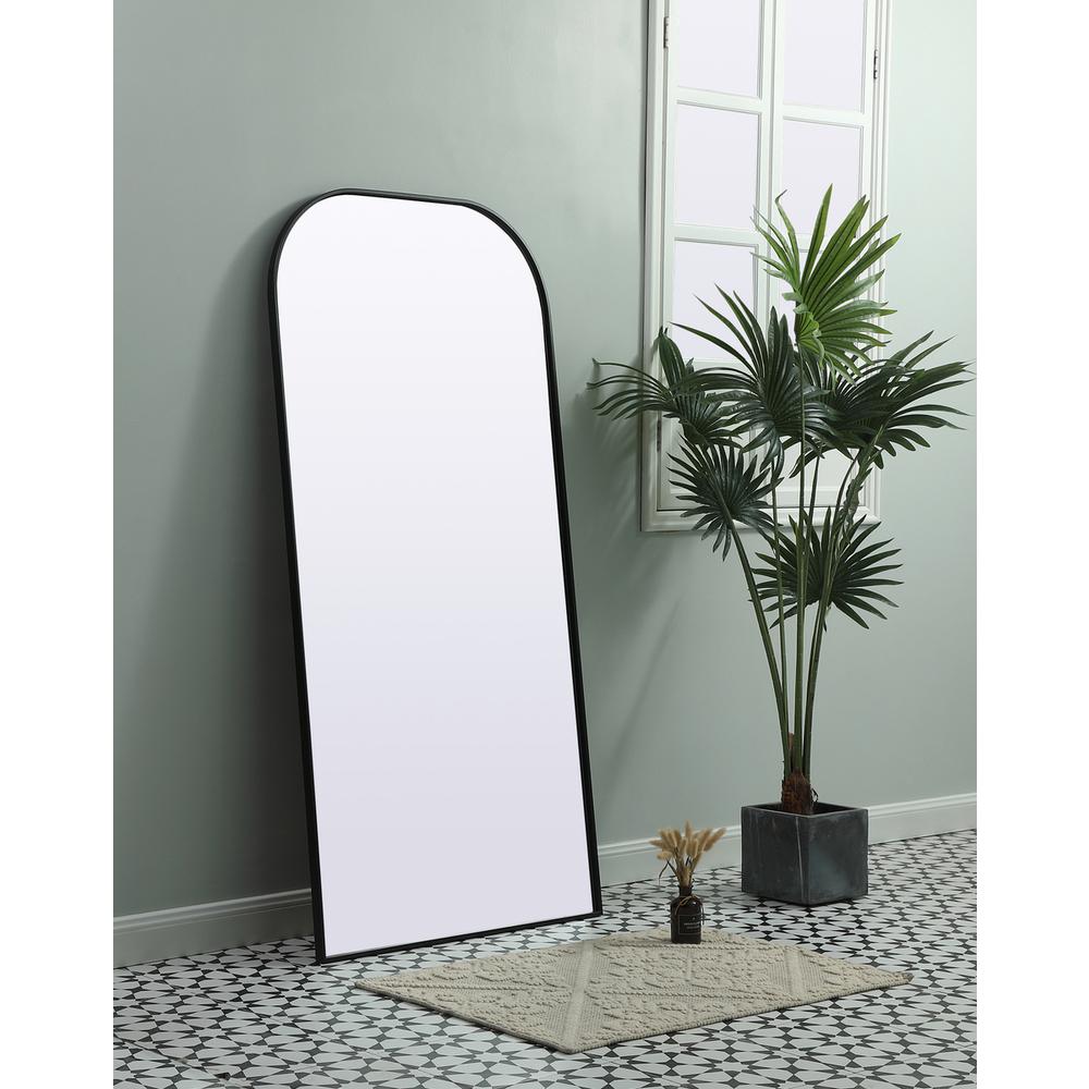 Metal Frame Arch Full Length Mirror 32x66 Inch in Black. Picture 2