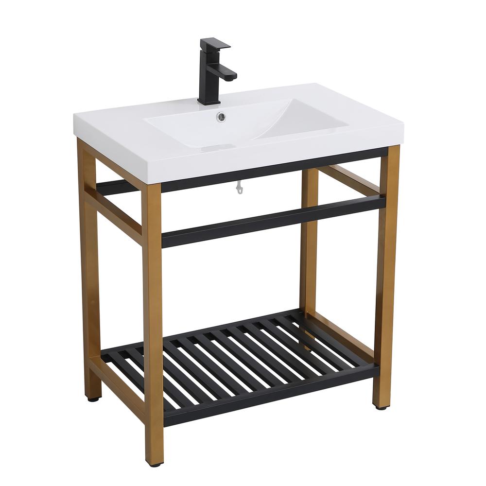 30 inch Single Bathroom Metal Vanity in Golden Black. Picture 7