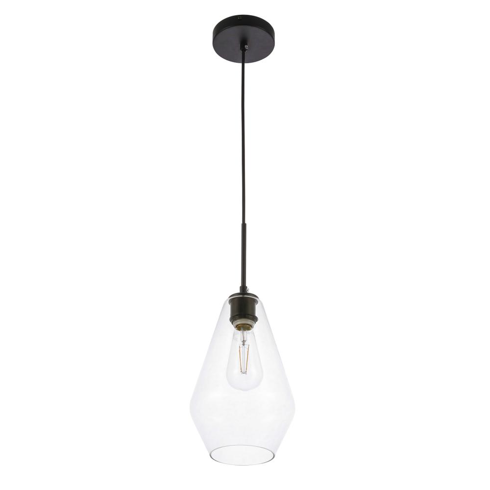 Gene 1 light Black and Clear glass pendant. Picture 8