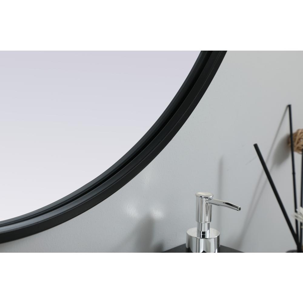 Metal Frame Oval Mirror 24x36 Inch in Black. Picture 6