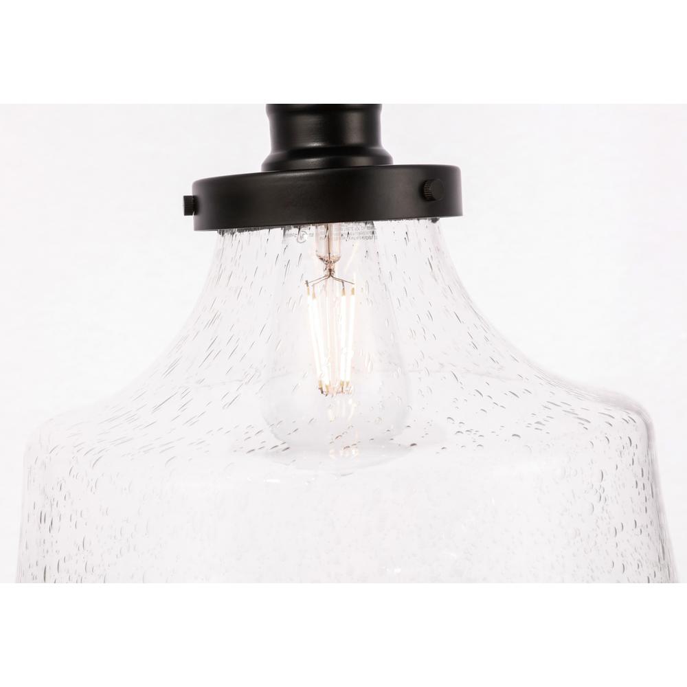 Lyle 1 light Black and Clear seeded glass Flush mount. Picture 9