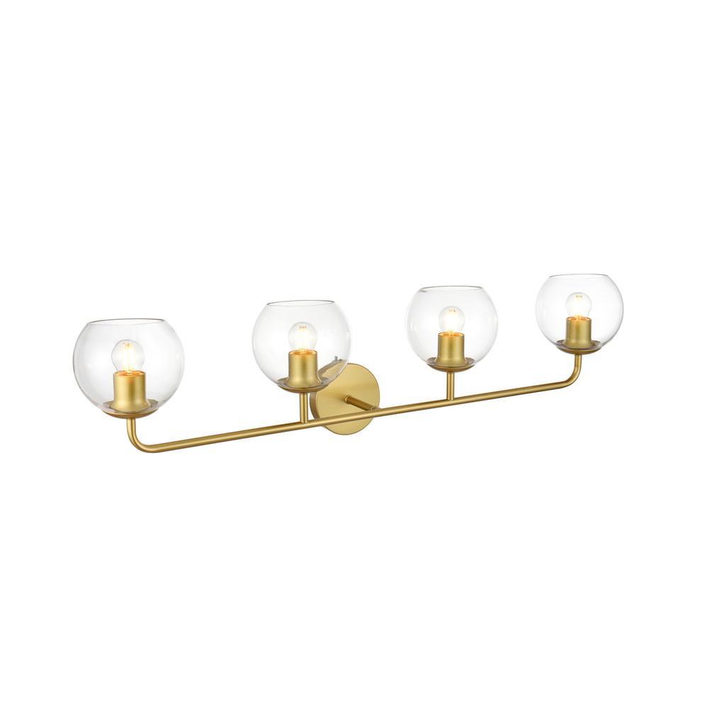 Genesis 4 light Brass and Clear Bath Sconce. Picture 3