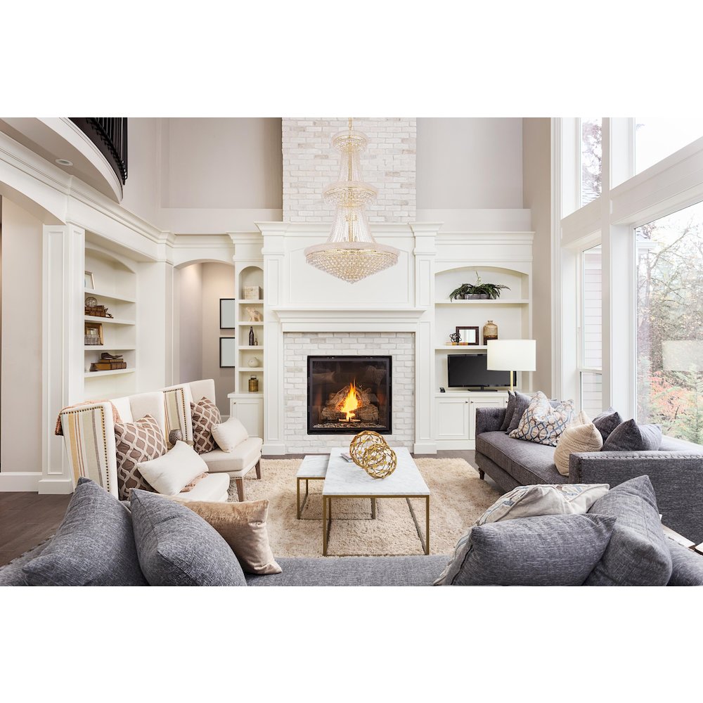 Primo 38 light Gold Chandelier Clear Royal Cut Crystal. Picture 8