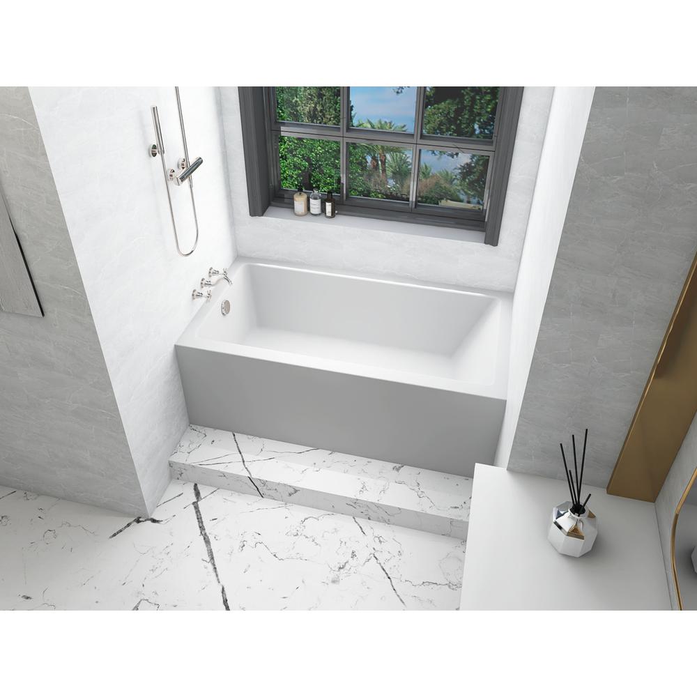 Alcove soaking bathtub 32x60 inch left drain in glossy white. Picture 4