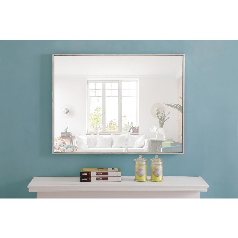Metal frame Rectangle Mirror 24 inch Silver. Picture 7