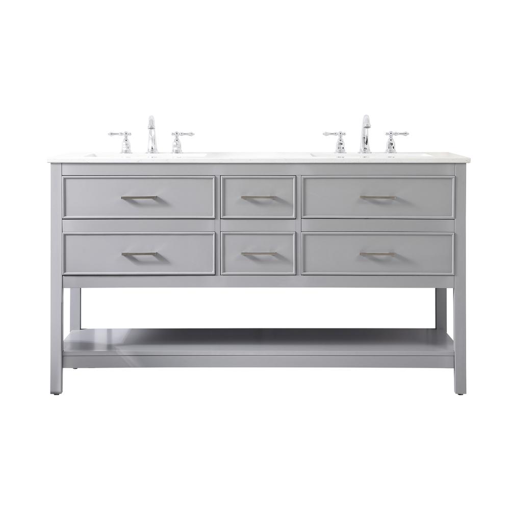60 inch double bathroom vanity in gray. Picture 1