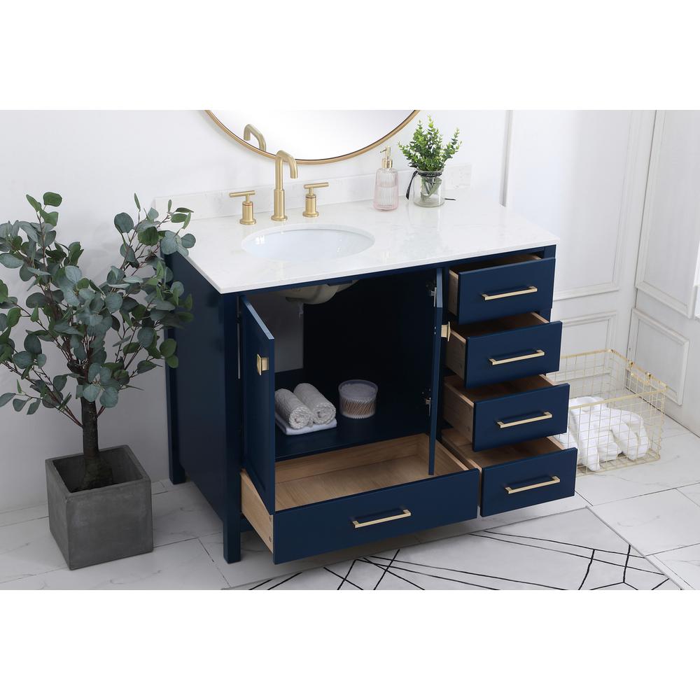42 inch Single Bathroom Vanity in Blue with Backsplash. Picture 3