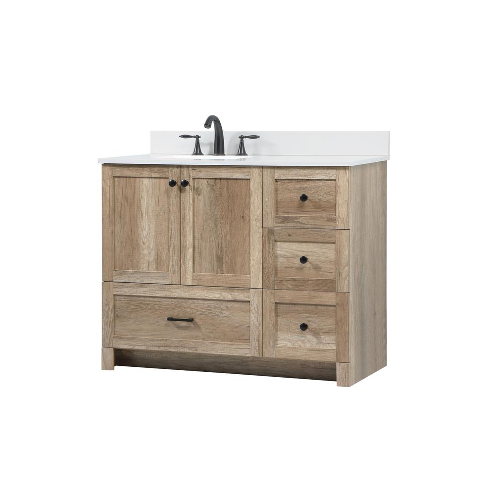 42 inch Single bathroom vanity in natural oak with backsplash. Picture 7