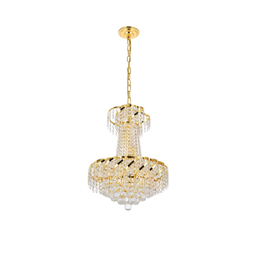 Belenus 6 light Gold Pendant Clear Royal Cut Crystal. Picture 6