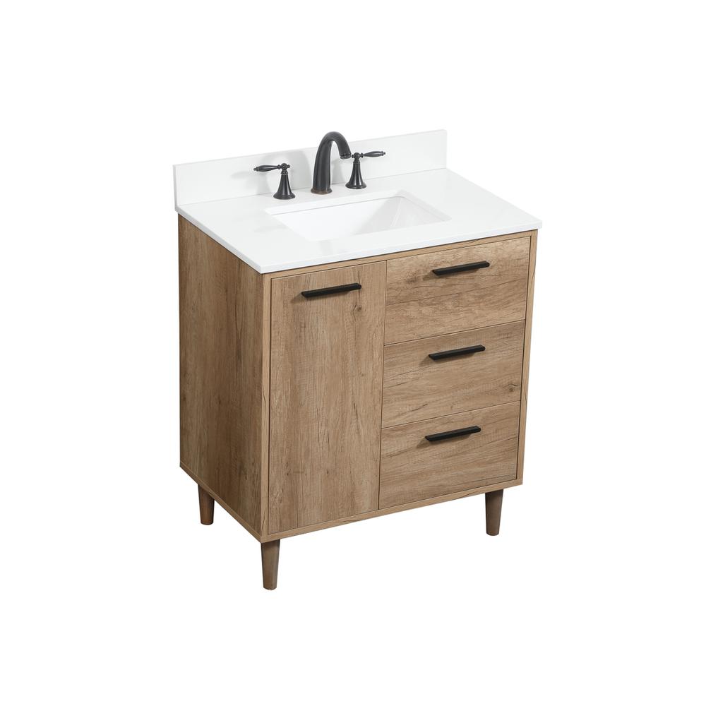 30 inch Single bathroom vanity in natural oak with backsplash. Picture 8