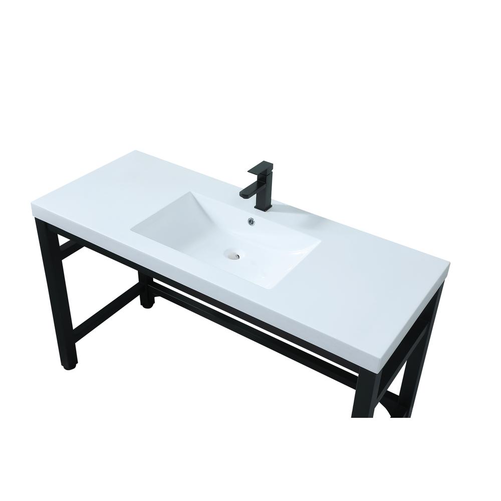 54 Inch ADA Compliant SIngle Bathroom Metal Vanity In Black. Picture 9