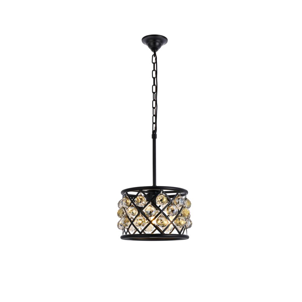 Madison 3 light Matte Black Pendant Golden Teak (Smoky) Royal Cut Crystal. Picture 1